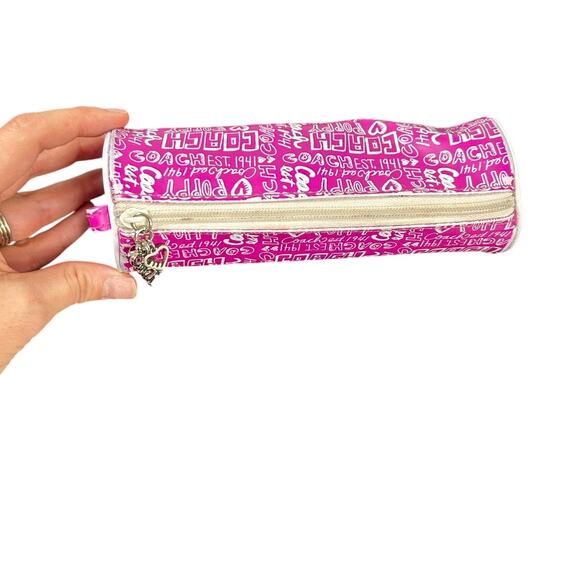 Y2K- Coach Poppy- pink- white- charms- zipper bag- makeup brushes pencil holder - Picture 2 of 9